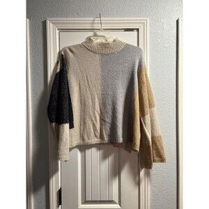 Blu Pepper Colorblock Oversized Mock Neck Sweater Size M